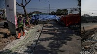 Foto kolase tenda darurat warga sebelum dan setelah dibongkar.  