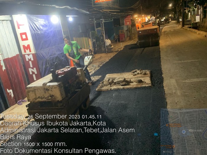 Proyek pembangunan saluran air di Jl Asem Baris, Kebon Baru, Tebet, Jaksel, 26 September 2023. (Dok Sudin SDA Jaksel)