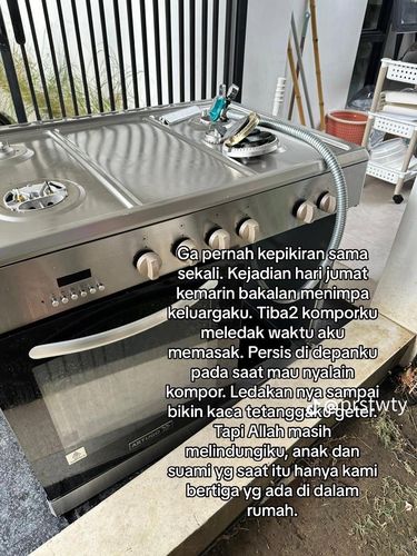 Wanita ini membagikan pengalamannya di TikTok, ketika kompor ovennya tiba-tiba meledak karena selang regulator.