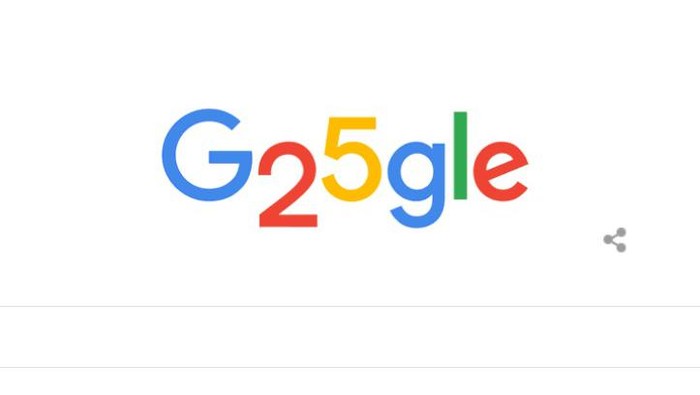 Google Doodle spesial ulang tahun Google ke-25.