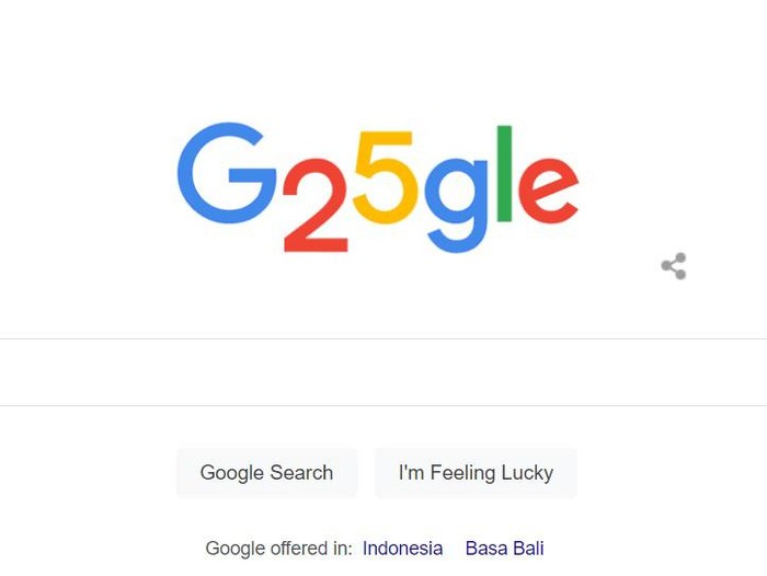 Google Doodle spesial ulang tahun Google ke-25.