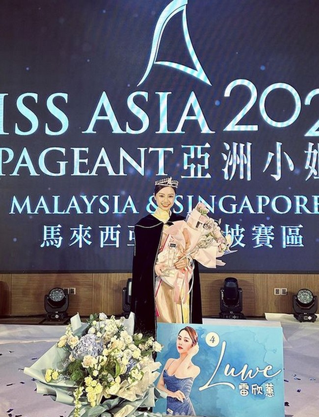 Luwe Xin Hui dinobatkan sebagai Miss Asia Pageant Malaysia 2023 pada 25 September 2023 dan berhak melaju ke ajang Miss Asia Pageant yang akan digelar di Hong Kong. Foto: dok. Instagram/@luweexxi