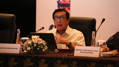 Menteri Hukum dan HAM Yasonna Laoly pimpin rapat persiapan AALCO ke-16 di Nusa Dua, Bali, Kamis (28/9/2023). (Kanwil Kemenkumham Bali)