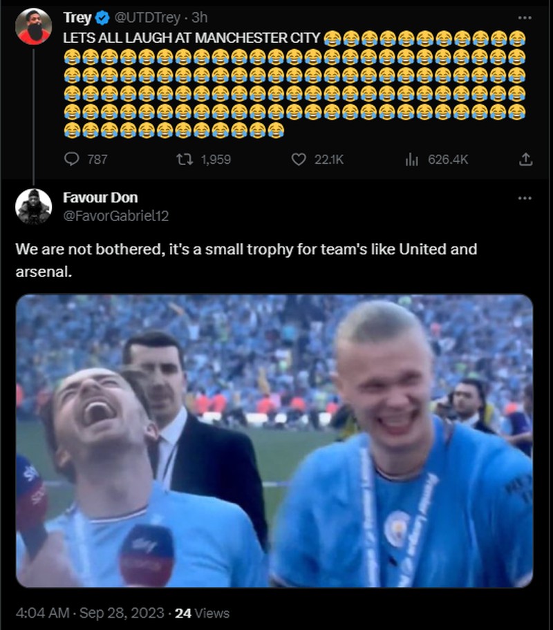 Manchester City baru saja dikalahkan oleh Newcastle di Carabao Cup dengan skor akhir 0-1. Fans kedua klub pun saling sindir di Twitter.