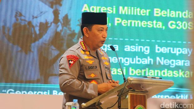 Kapolri Jenderal Listyo Sigit Prabowo saat mengisi kuliah kebangsaan di UNISA, Jumat (29/9/2023).