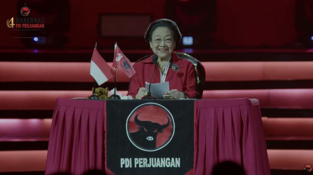 Ketua Umum PDI Perjuangan, Megawati Soekarno Putri dalam Rapat Kerja Nasional-IV. (Tangkapan Layar Youtube PDI Perjuangan)