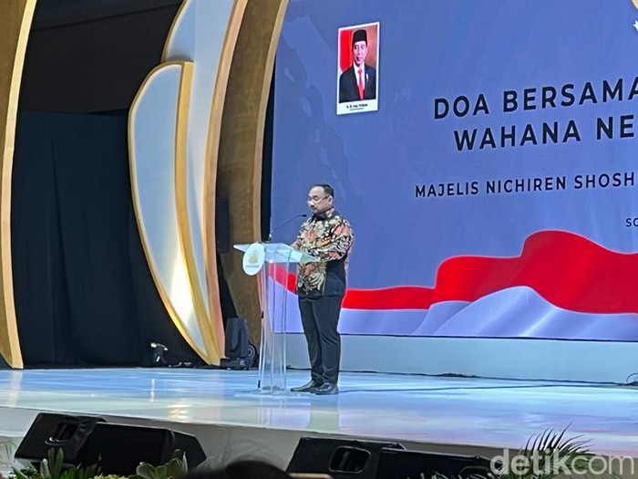 Menteri Agama Yaqut Cholil Qoumas di acara Wahana Nagara Rahaja di Hotel Alila, Solo, Jumat (29/9/2023).