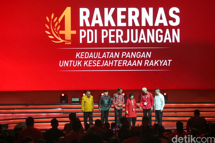 PDIP menggelar Rapat Kerja Nasional (Rakernas) IV di JIExpo Kemayoran, Jakarta Pusat, Jumat (29/9/2023). Ketum Megawati hingga bacapres Ganjar Pranowo sampaikan pidato.