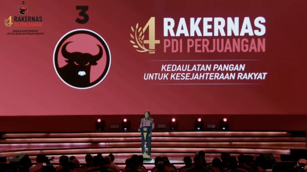 Presiden Joko Widodo dalam acara Rakernas PDI Perjuangan. (Tangkapan layar PDI Perjuangan)