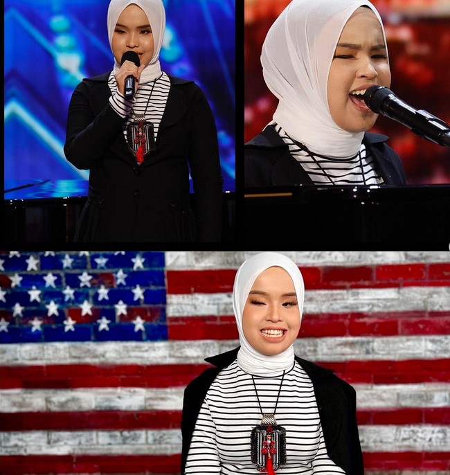 Putri Ariani berhasil memukau juri di audisi America’s Got Talent 2023 (AGT) yang tayang di NBC, awal Juni lalu. Saat audisi, penyanyi 17 tahun ini tampil simpel mengenakan kaus halter motif garis dipadu jaket dan celana hitam. Foto: Instagram/@arianinismaputri