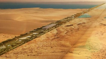 Kota sepanjang 170 kilometer ini merupakan bagian dari proyek Visi Saudi 2030, yang diklaim Arab Saudi akan menciptakan sekitar 460.000 lapangan kerja dan menambah sekitar USD 48 miliar terhadap PDB negara tersebut. Foto: Unwired