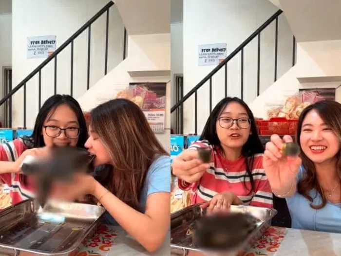 Influencer mukbang labi-labi utuh.