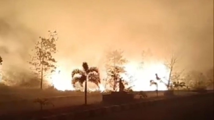 Kebakaran di lahan Bandara Muaro Bungo.