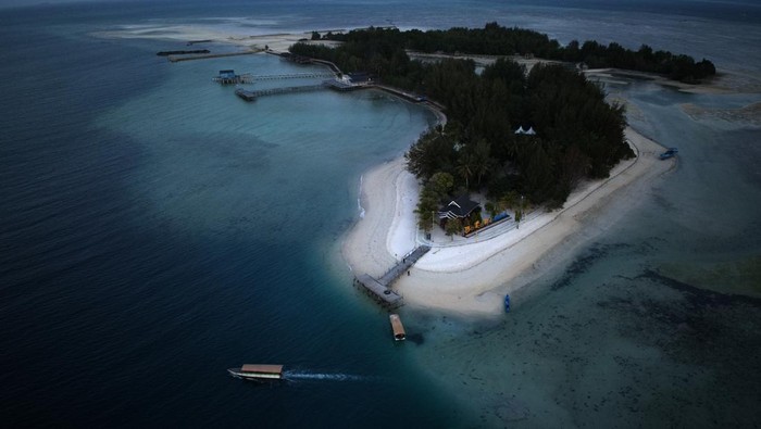 Pesona Wisata Pulau Bokori di Konawe Foto udara Pulau Bokori yang menjadi tujuan wisata di Kecamatan Soropia, Konawe, Sulawesi Tenggara, Jumat (29/9/2023). Pulau Bokori banyak dikunjungi wisatawan setiap akhir pekan karena memiliki keunikan pasir putih dan ratusan pohon cemara tumbuh rapi yang mengelilingi pulau tersebut. ANTARA FOTO/Jojon/Spt.