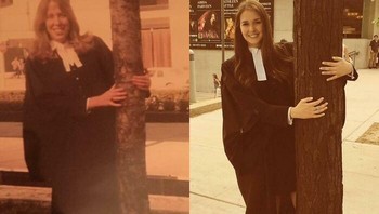 Foto ibu (1981) dan aku (2016) saat jadi pengecara Foto: Boredpanda