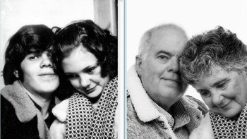 Foto saya dan istri pada tahun 1973 (atas) dan 2019 (bawah), Foto: Boredpanda