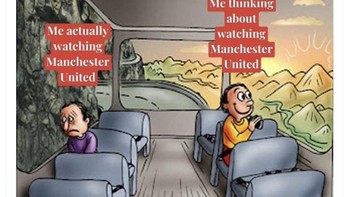 Fans MU dilema, ingin melihat laga MU tapi kalau dilihat malah kalah. Foto: Twitter