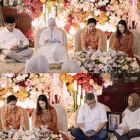 Terlihat acara pengajian berlangsung dengan khusyuk. Kedua orangtua Belva dan Sabrina juga kompak mengenakan busana berwarna putih. Foto: Instagram/@sabrinaanggraini