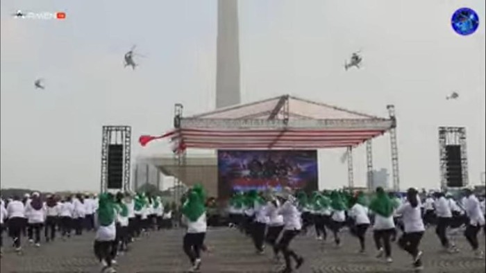 Gladi bersih peringatan HUT ke-78 TNI di Monas, Jakpus, Senin (2/10/2023).