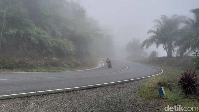 Kabut asap menyelimuti jalan lintas Bengkulu-Kepahiang