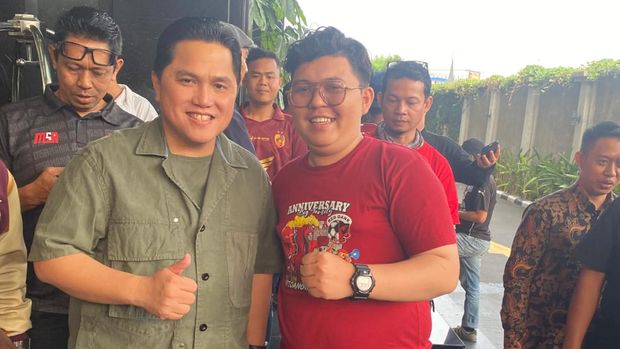 Ketum PSSI Erick Thohir di acara Simposium PNSSI yang berlangsung di Hotel Royal Kuningan, Jakarta.