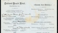 Daftar paket set menu dari restoran Oakland Beach Hotel ini berhasil direstorasi. Menu yang dicetak tahun 1880 tersebut masih menggunakan gaya penulisan kuno. Foto: Istimewa
