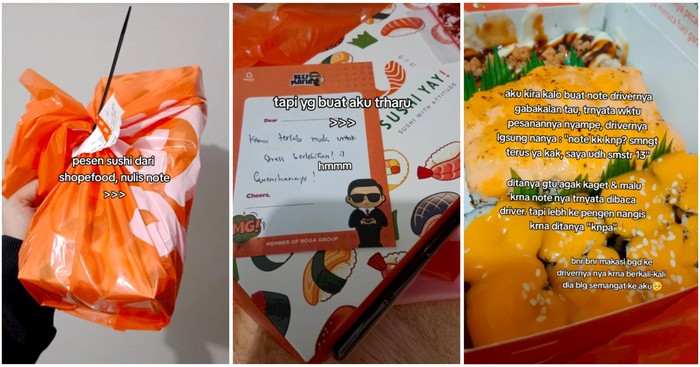 So Sweet! Mahasiswa Ini Dapat Pesan Semangat dari Ojol Makanan