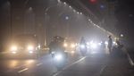 Suasana Malam Kota Palembang Dihantui Kabut Asap