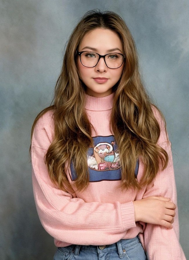 Audy Item jadi mirip anak SMA berparas bule dengan aplikasi AI Yearbook. Foto: Instagram/@audyitem