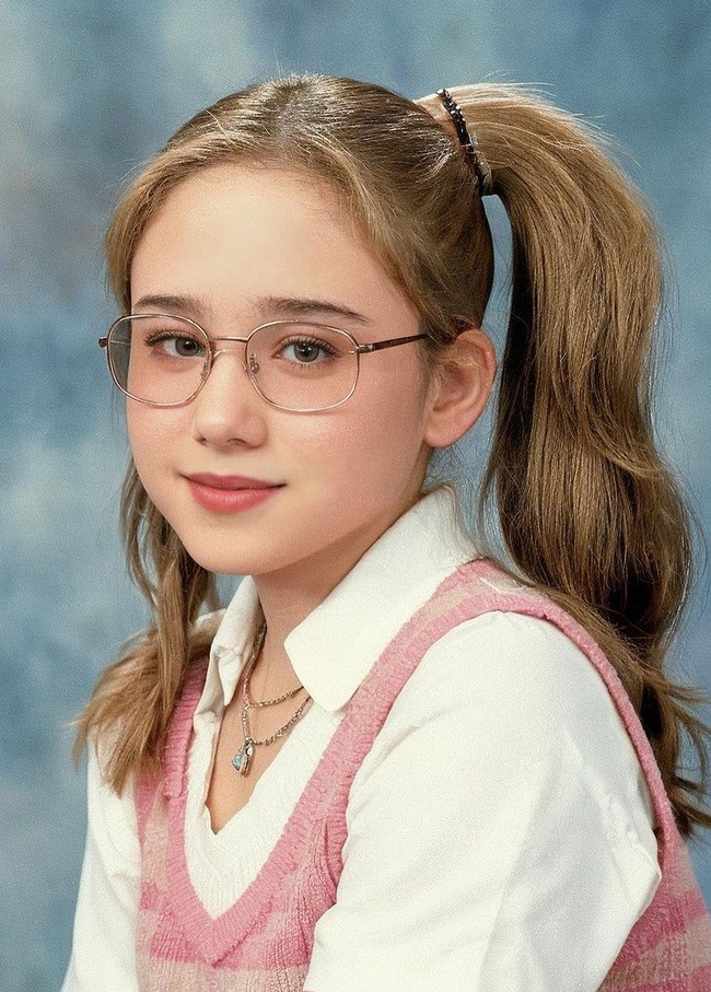 Tissa Biani jadi anak nerd di buku tahunan sekolah SMA buatan AI. Nerdy tapi tetap cantik. Foto: Instagram/@tissabiani