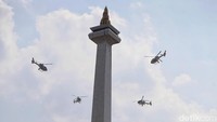 Beberapa helikopter juga bermanuver diantara ikon Ibu Kota.