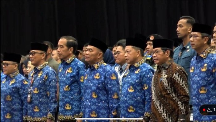 Presiden Jokowi menghadiri pembukaan Rakernas Korpri 2023.