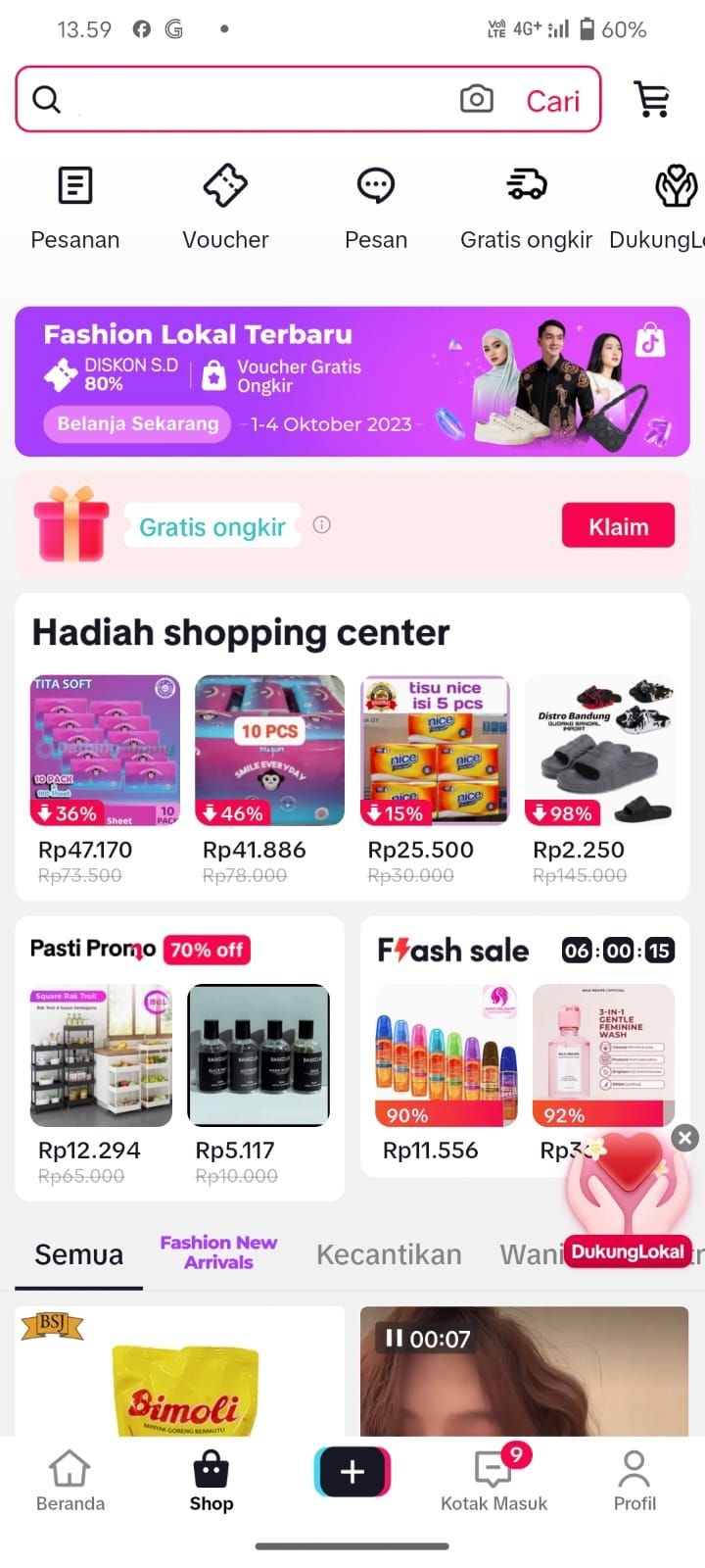 TikTok Shop, Selasa, 3 September 2023, pukul 14.03 WIB. (Tangkapan Layar TikTok Shop)