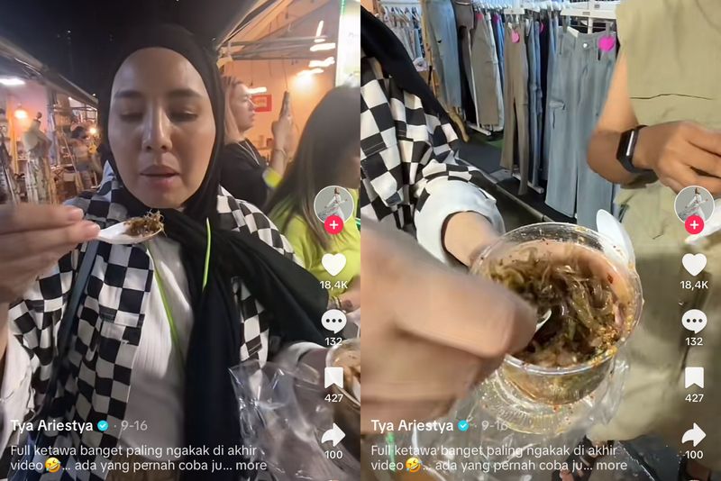 Tya Ariestya kulineran di Bangkok,  Thailand.