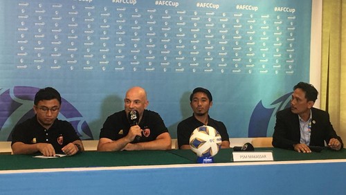 Konferensi pers jelang laga PSM Makassar vs Sabah FC dalam lanjutan fase grup AFC Cup 2023/2024 di Denpasar, Bali, Rabu (4/10/2023). (Zahwadiva Sosiawan Putri/detikBali)