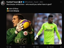 Pilih mana, MU dijaga Andre Onana atau John OSea? (Foto: Twitter @Football_Tweet)
