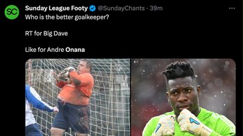 Bahkan kiper Sunday League dianggap lebih baik dari Andre Onana Foto: Twitter @SundayChants