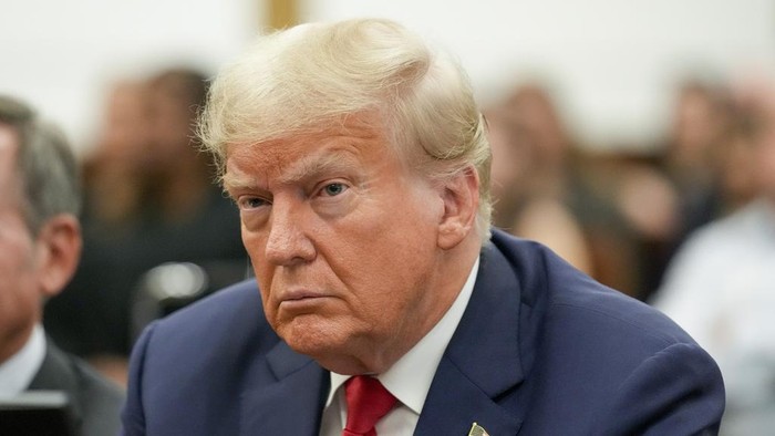 Former President Donald Trump sits in the courtroom before the continuation of his civil business fraud trial at New York Supreme Court, Tuesday, Oct. 3, 2023, in New York. (AP Photo/Seth Wenig, POOL)