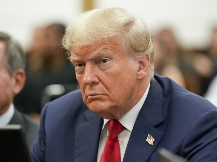 Former President Donald Trump sits in the courtroom before the continuation of his civil business fraud trial at New York Supreme Court, Tuesday, Oct. 3, 2023, in New York. (AP Photo/Seth Wenig, POOL)