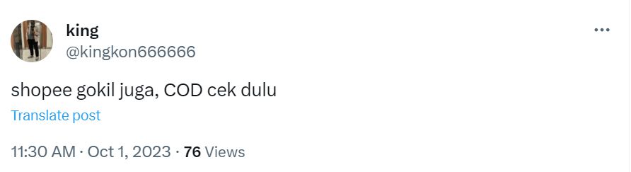 Tangkapan Layar Media Sosial COD Cek Dulu (Dok Shopee)