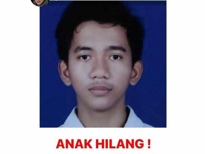 Tangkapan layar pemberitahuan orang hilang atas nama Ade Imam Joko Saputro. Diunggah Rabu (4/10/2023).