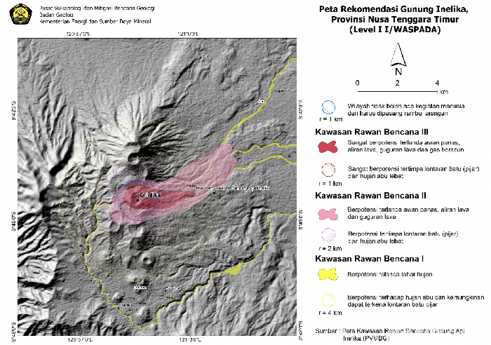 Gunung Inelika di Ngada status waspada (level II).