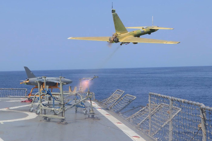 A drone is launched during a military exercise in an undisclosed location in Iran, in this handout image obtained on October 4, 2023. Iranian Army/WANA (West Asia News Agency)/Handout via REUTERS ATTENTION EDITORS - THIS PICTURE WAS PROVIDED BY A THIRD PARTY. QUALITY FROM SOURCE.