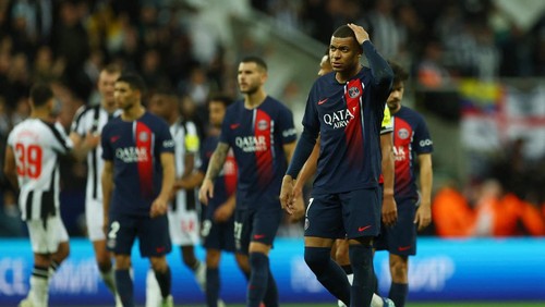 Soccer Football - Champions League - Group F - Newcastle United v Paris St Germain - St James Park, Newcastle, Britain - October 4, 2023 Paris St Germains Kylian Mbappe looks dejected after the match Action Images via Reuters/Lee Smith