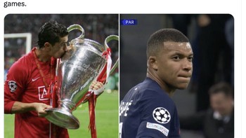 Mbappe yang belakangan memble diperingatkan bahwa dia takkan bisa menjadi seperti idolanya Ronaldo kalau terus seperti ini. Foto: Twitter