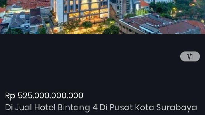 Salah satu hotel di Surabaya yang ditawarkan di aplikasi jual beli online.