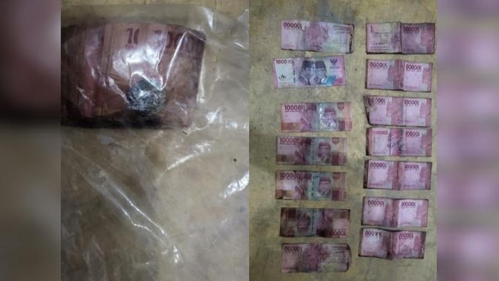 Uang Rp 8,7 juta yang ditemukan polisi dari kerangka manusia di Batu Bara. (Istimewa)