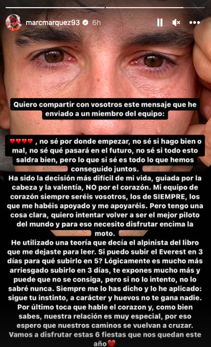 Ungkapan kesedihan Marquez pisah dari Honda