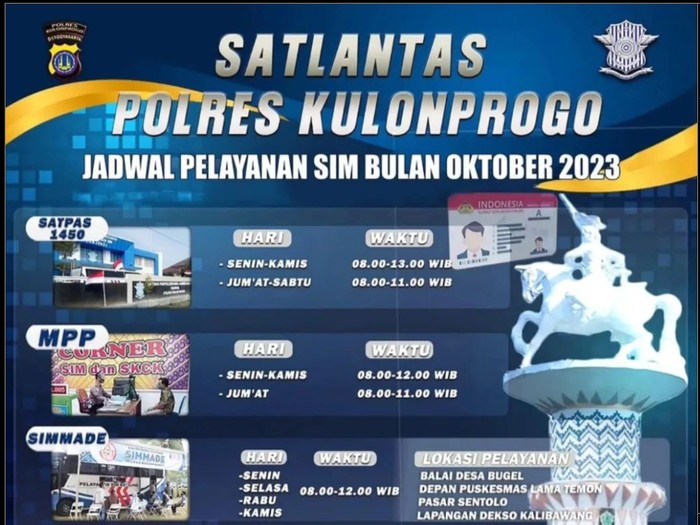 Jadwal SIM Keliling Kulon Progo Oktober 2023. Foto diunggah Jumat (6/10/2023).
