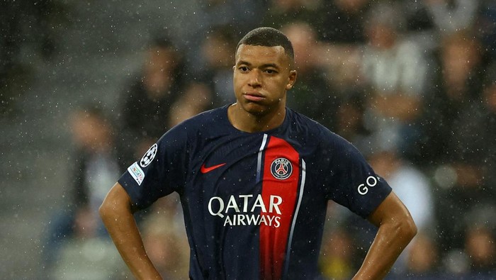 Soccer Football - Champions League - Group F - Newcastle United v Paris St Germain - St James Park, Newcastle, Britain - October 4, 2023 Paris St Germains Kylian Mbappe reacts REUTERS/Carl Recine     TPX IMAGES OF THE DAY